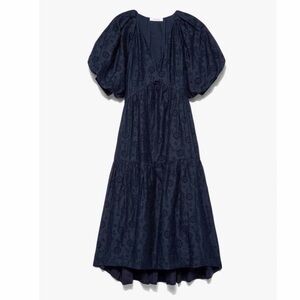 Frame Puff Sleeve Eyelet Midi Dress